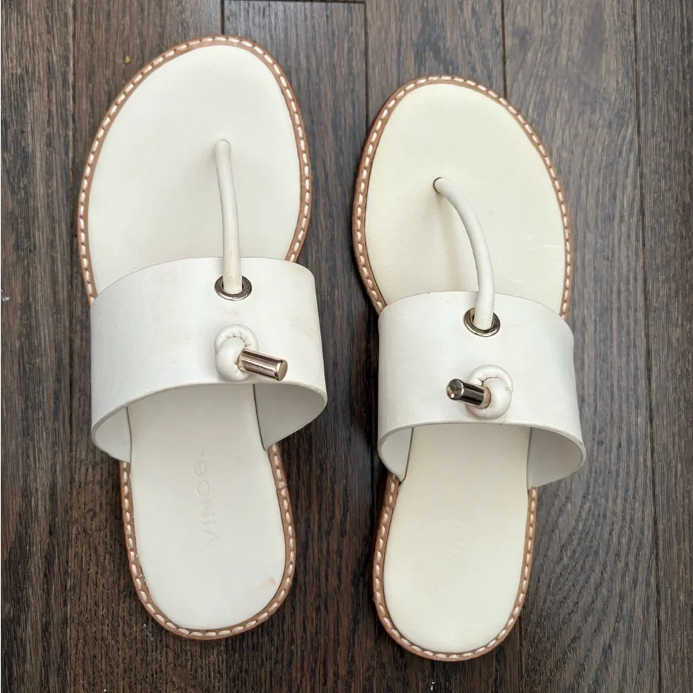 Vince. Cream Sandals Minimalist Design - Size 6.5 - Picture 2 of 5